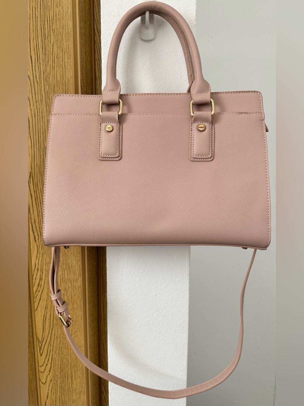 Miztique Pink Structured Satchel Crossbody Bag Minimal Chic with Removable Strap